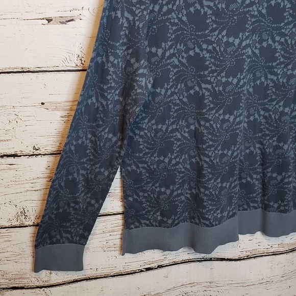 Loft Floral Pullover Sweater Blue Scoop Neck XL - Picture 2 of 7